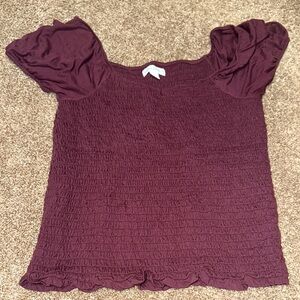 Elegant Plum Smocked Women's Top